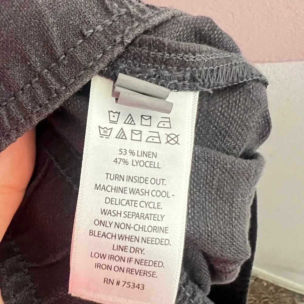 C&C California Wide Leg Pants Womens Large Gray Linen Blend Drawstring Pockets - Picture 4 of 7